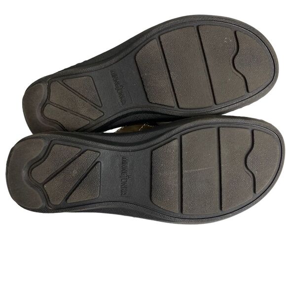 Minnetonka Slip On Leather Sandals Womens 7 Brown with Hook & Loop Closure - Picture 9 of 9